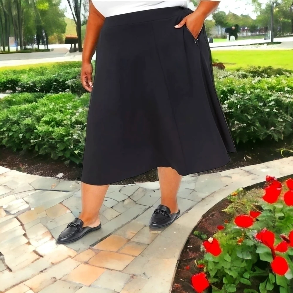 LANE BRYANT Modest Pullover Black A-LINE MIDI skirt sz 26 28